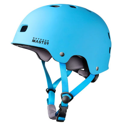 Picture of OutdoorMaster Skateboard Cycling Helmet - Two Removable Liners Ventilation Multi-Sport Scooter Roller Skate Inline Skating Rollerblading for Kids, Youth & Adults - S - Blue