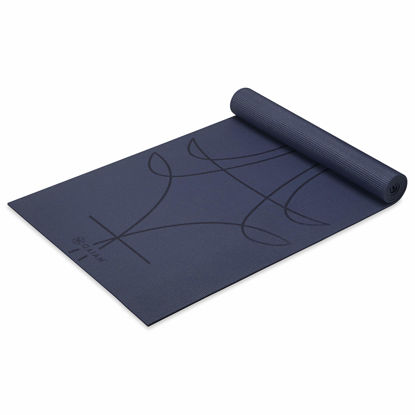 Picture of Gaiam Yoga Mat - Alignment Print Premium 6mm Thick Non Slip Exercise & Fitness Mat for All Types of Yoga, Pilates & Floor Workouts (68" x 24" x 6mm Thick), Ink