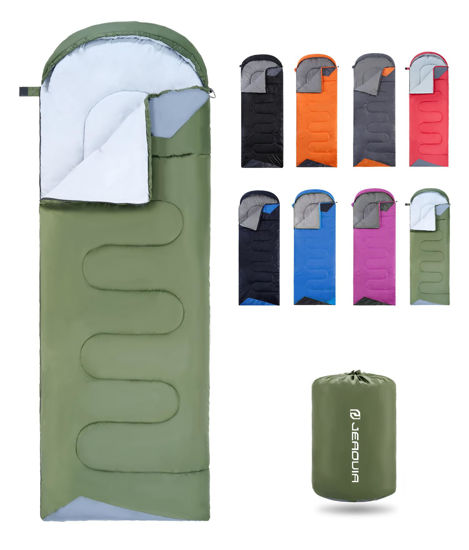 Picture of Sleeping Bags for Adults Backpacking Lightweight Waterproof- Cold Weather Sleeping Bag for Girls Boys Mens for Warm Camping Hiking Outdoor Travel Hunting with Compression Bags（GREEN）