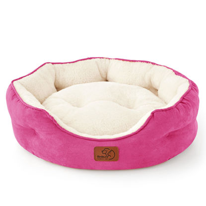 Picture of Bedsure Dog Beds for Small Dogs - Round Cat Beds for Indoor Cats, Washable Pet Bed for Puppy and Kitten with Slip-Resistant Bottom, 20 Inches, Sachet Pink