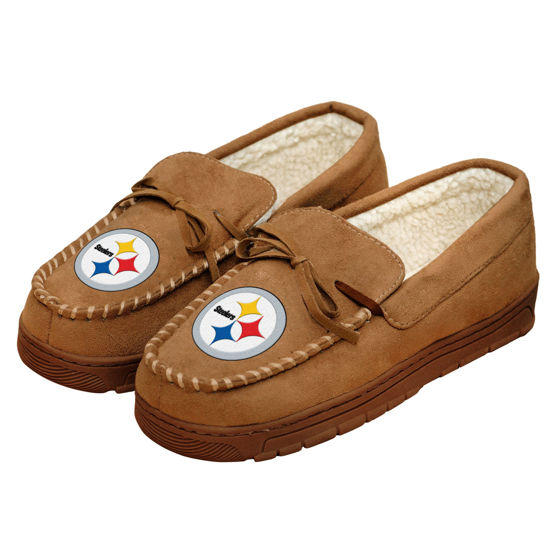 Picture of FOCO Pittsburgh Steelers NFL Mens Team Logo Moccasin Slippers - L