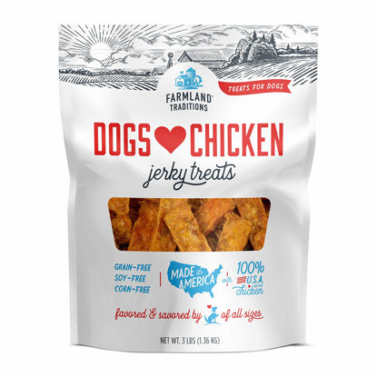 Picture of Farmland Traditions Dogs Love Chicken Premium Two Ingredients Jerky Treats for Dogs (3 lbs USA Raised Chicken)