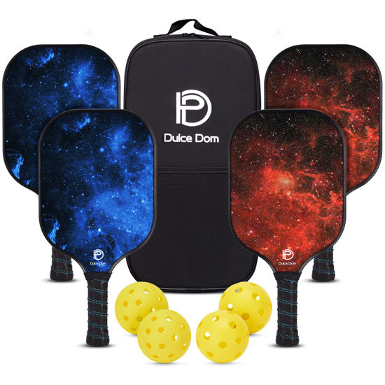 Picture of DULCE DOM Pickleball Paddles, USAPA Approved Set with 4 Premium Wood Balls and Bag, Rackets Equipment for Beginners & Pros, Women Men