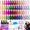 Picture of Beetles 55Pcs Gel Nail Polish Kit with UV LED Light All-in-1 Starter Kit, Neutral Pink Purple Green 32 Colors Manicure Gift Base Top Coat 36W Nail Dryer DIY Salon Home for Women Girls