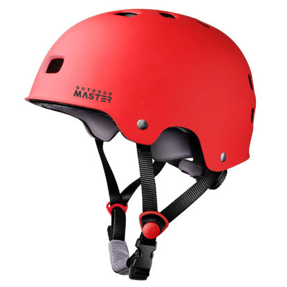 Picture of OutdoorMaster Skateboard Cycling Helmet - Two Removable Liners Ventilation Multi-Sport Scooter Roller Skate Inline Skating Rollerblading for Kids, Youth & Adults - XS - Red