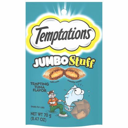 Picture of TEMPTATIONS Jumbo Stuff Crunchy and Soft Cat Treats Tempting Tuna Flavor, 2.47 oz. Pouch (Pack of 12)