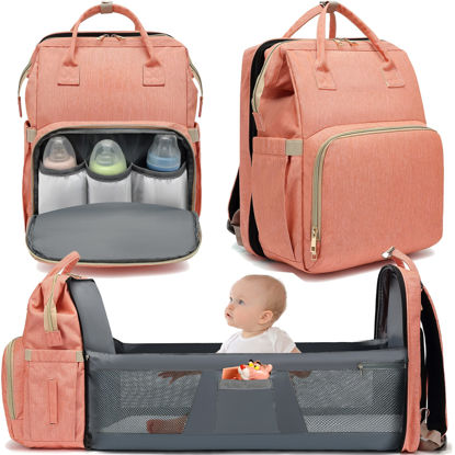 Picture of WOWTINA Baby Diaper Bag Backpack with Changing Station, Large Diaper Bags for Baby Girl Boys Dad Mom, Baby Shower Gifts, Baby Registry Search, Baby Stuff for Newborn Essentials Must Haves Items,Pink