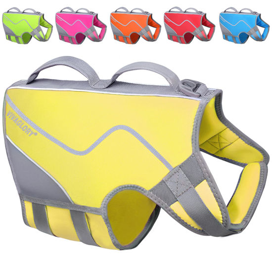 Picture of VIVAGLORY Dog Life Jacket, Neoprene Dog Life Vest for Swimming & Boating, Yellow, L