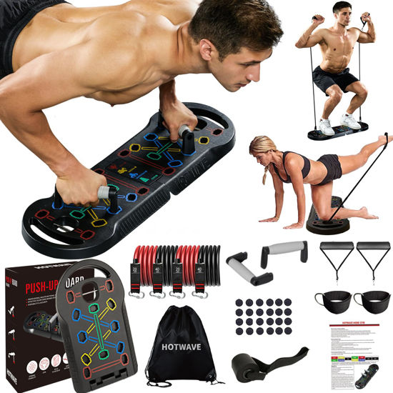 Picture of Hotwave 20 in 1 Push Up Board with Resistance Bands, Push Up Bar Fitness,Pushups Handle For Floor.Portable Home Gym Workout Equipment for Men and Women,Patent Pending