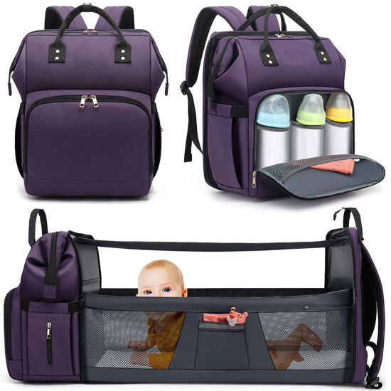 Picture of WOWTINA Baby Diaper Bag Backpack with Changing Station, Large Purple Diaper Bags for Baby Girl Boys Dad Mom, Baby Shower Gifts, Baby Registry Search, Baby Stuff for Newborn Essentials Must Haves Items