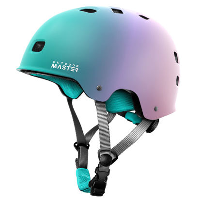 Picture of OutdoorMaster Skateboard Cycling Helmet - Two Removable Liners Ventilation Multi-Sport Scooter Roller Skate Inline Skating Rollerblading for Kids, Youth & Adults - L - Fuschia Teal