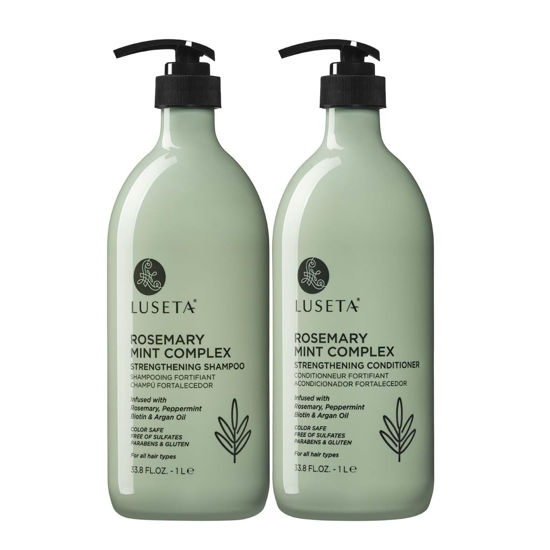 Picture of Luseta Rosemary Mint Strengthening Shampoo and Conditioner Set Nourish & Smooth Damaged Hair Thickening Shampoo for Thinning Hair,Add Shine for All Hair Types, for Men and Women 33.8oz×2