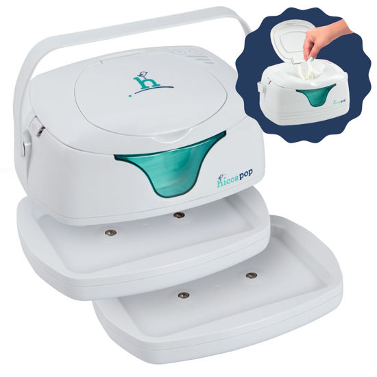 Picture of hiccapop Portable Baby Wipe Warmer, Baby Wipes Warmer for Babies Includes 2 Charging Bases, Diaper Wipe Warmer with Changing Light