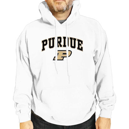 Picture of Campus Colors Adult Arch & Logo Soft Style Gameday Hooded Sweatshirt (Purdue Boilermakers - White, XX-Large)