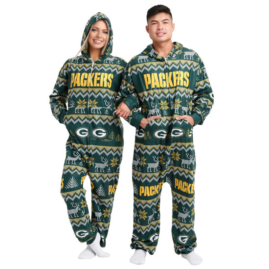 Picture of FOCO Green Bay Packers NFL Ugly Pattern One Piece Pajamas - M