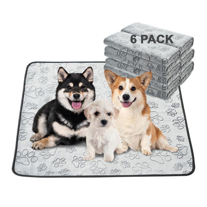 Picture of Qeils Reusable Puppy Pads, 6 Pack Washable Pee Pads for Dogs, Non Slip Wee Wee pad, Absorbent and Leakproof Training Mats for Potty, Crate, Playpen, Bed, Sofa, 34"x 36"