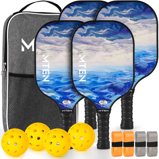 Picture of Pickleball Paddles Set of 4, Pickleball Paddles USAPA Approved Fiberglass, Pickleball Rackets 4 Cooling Towels, 4 Pickleball Balls & Carry Bag, for Men Women