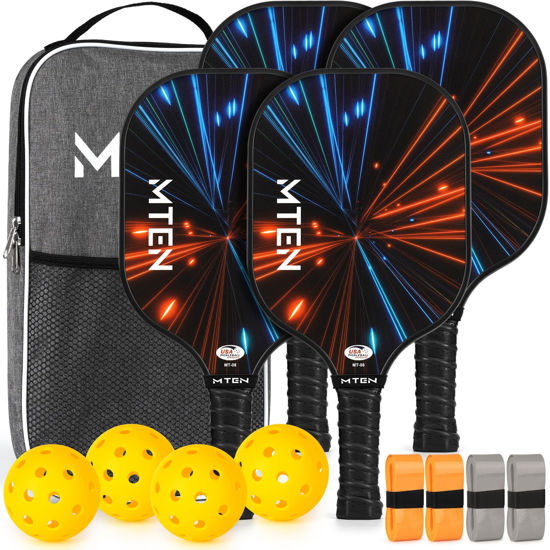 Picture of Pickleball Paddles, Pickleball Paddles Set of 4, USAPA Approved Fiberglass, 4 Pickleball Paddles, 4 Balls,1 Carry Bag, Pickleball Rackets, 4 Grip Tape, Pickle Balls Paddles for Famliy