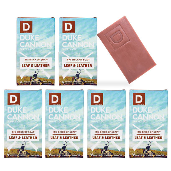 Picture of Duke Cannon Supply Co. Big Brick of Soap Bar for Men - Superior Grade, Extra Large, Masculine Scents, All Skin Types, Paraben-Free, 10 oz (6 Pack) (LEAF & LEATHER, 10 oz (Pack of 6))