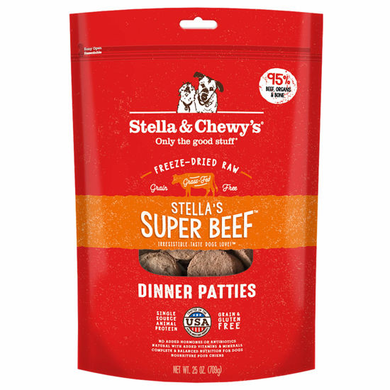 Picture of Stella & Chewy's Freeze Dried Raw Dinner Patties - Grain Free Dog Food, Protein Rich Stella’s Super Beef Recipe - 25 oz Bag