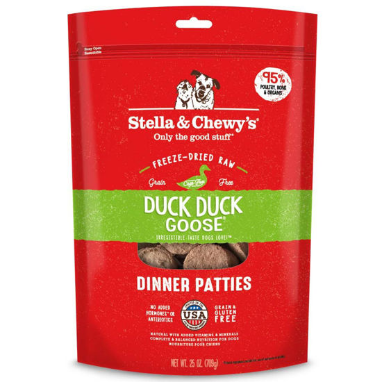 Picture of Stella & Chewy's Freeze Dried Raw Dinner Patties - Grain Free Dog Food, Protein Rich Duck Duck Goose Recipe - 25 oz Bag