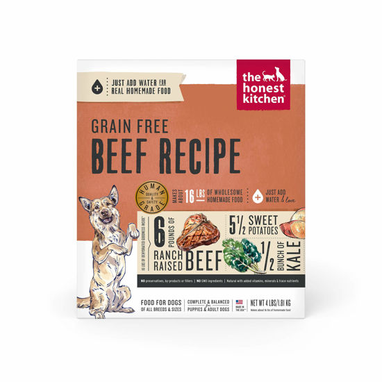 Picture of The Honest Kitchen Human Grade Dehydrated Grain Free Dog Food - Complete Meal or Dog Food Topper - Beef 4 lb (makes 16 lbs)