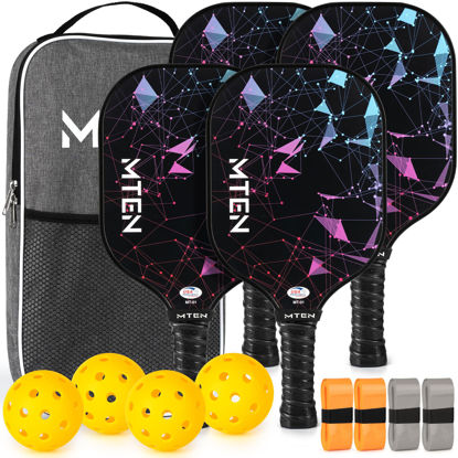 Picture of Pickleball Paddles, USAPA Approved Fiberglass Surface Pickleball Set with Pickleball Rackets, Portable Carry Bag, Grip Tapes, Pickle Ball Paddle Set for Men Women