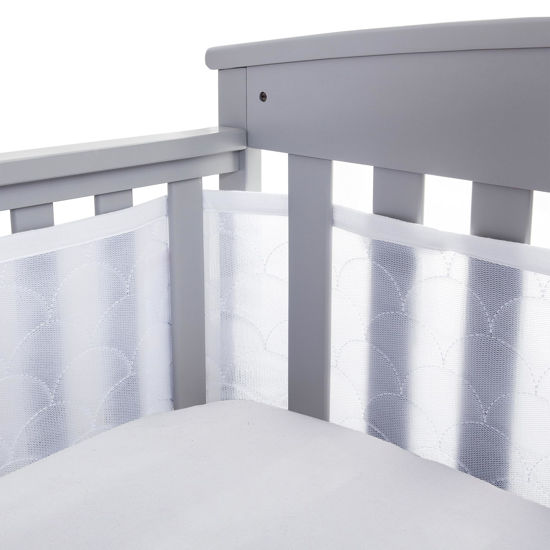 Picture of BreathableBaby Breathable Mesh Liner for Full-Size Cribs, Sheer Deluxe 5mm Mesh, Scallops (Size 4FS Covers 3 or 4 Sides)