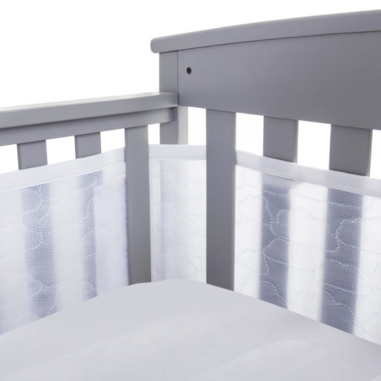 Picture of BreathableBaby Breathable Mesh Liner for Full-Size Cribs, Sheer Deluxe 5mm Mesh, Clouds (Size 4FS Covers 3 or 4 Sides)