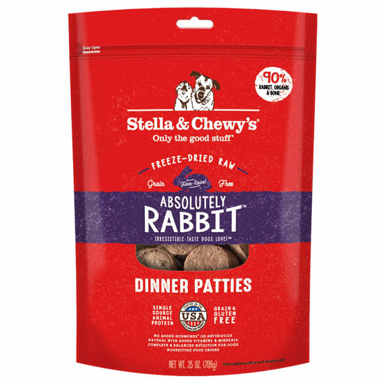 Picture of Stella & Chewy's Freeze Dried Raw Dinner Patties - Grain Free Dog Food, Protein Rich Absolutely Rabbit Recipe - 25 oz Bag