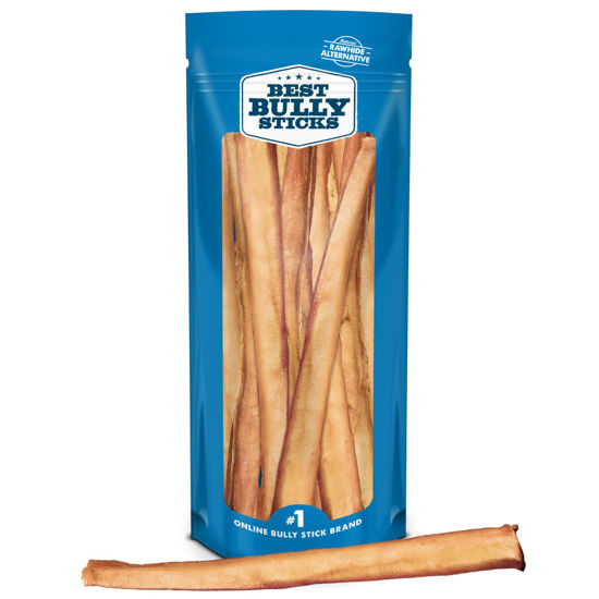 Picture of Best Bully Sticks All Natural 12 Inch Thick Bully Sticks for Large Dogs - 100% Free-Range Grass-Fed Beef - Single-Ingredient Grain & Rawhide Free Dog Chews - 10 Pack