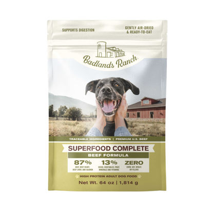 Picture of BADLANDS RANCH by Katherine Heigl- Superfood Complete, Air-Dried Adult Dog Food - High Protein, Zero Fillers, Superfood Nutrition (64 oz., Premium Beef)