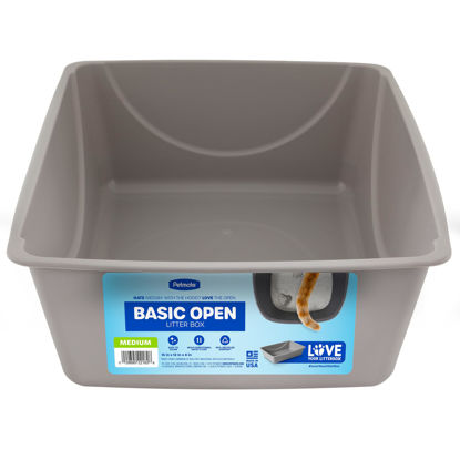 Picture of Petmate Open Cat Litter Box, Blue Mesa/Mouse Grey,M (Pack of 1), Made in USA