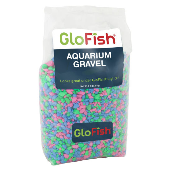 Picture of GloFish Aquarium Gravel, Pink/Green/Blue Fluorescent, 5-Pound, Bag Pink/Green/Blue Fluorescent, 4 x 5 x 9 inches ; 5 pounds