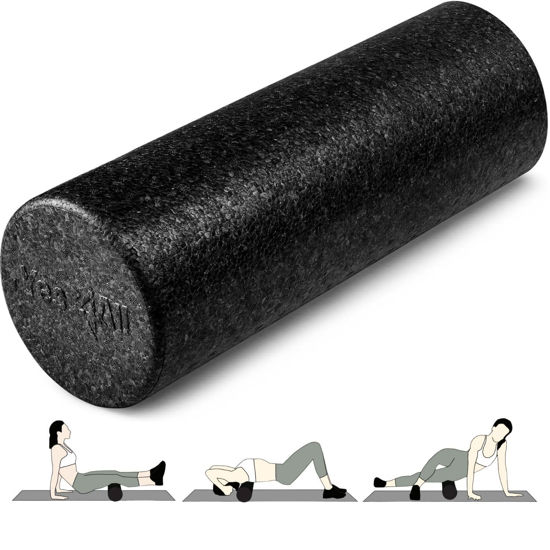 Picture of Yes4All High Density Foam Roller for Back, Variety of Sizes & Colors for Yoga, Pilates - Black - 18 Inches