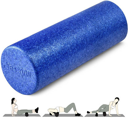 Picture of Yes4All High Density Foam Roller for Back, Variety of Sizes & Colors for Yoga, Pilates - Blue - 18 inch