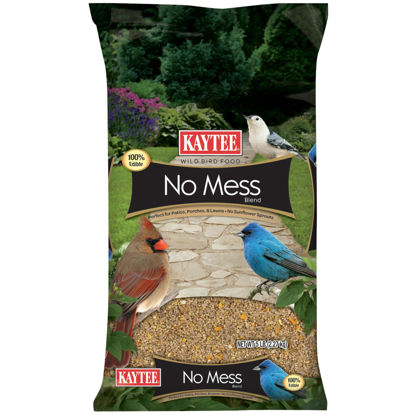 Picture of Kaytee Wild Bird No Mess Food Seed Blend For Blue Jays, Woodpeckers, Juncos, Cardinals, Grosbeaks, Sparrows, and Finches, 5 Pound