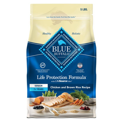 Picture of Blue Buffalo Life Protection Formula Senior Dry Dog Food, Supports Joint Health and Mobility, Made with Natural Ingredients, Chicken & Brown Rice Recipe, 5-lb. Bag