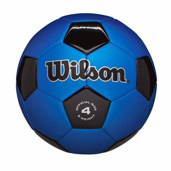 Picture of WILSON Traditional Soccer Ball, Adult, Size 4, Black/Royal