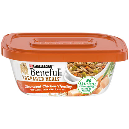 Picture of Purina Beneful Gravy Wet Dog Food, Prepared Meals Simmered Chicken Medley - (8) 10 oz. Tubs