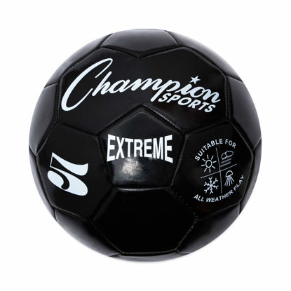 Picture of Champion Sports Extreme Series Soccer Ball, Regulation Size 5 - Collegiate, Professional, and League Standard Kick Balls - All Weather, Soft Touch, Maximum Air Retention - For Adults, Teenagers, Black