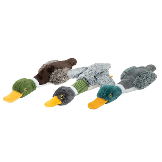 Picture of Best Pet Supplies Interactive Mallard Mates Dog Toy with Crinkle and Squeaky Enrichment for Small and Medium Breed, Cute and Plush - Mallard Duck Wing Bundle (Gray, Gray, Brown), Small