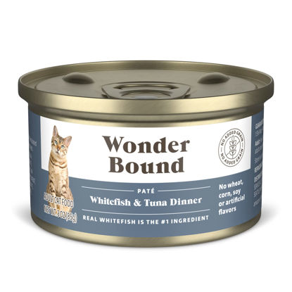 Picture of Amazon Brand - Wonder Bound Wet Cat Food, Pate, No Added Grain, (Whitefish & Tuna), 3 ounce (Pack of 24)