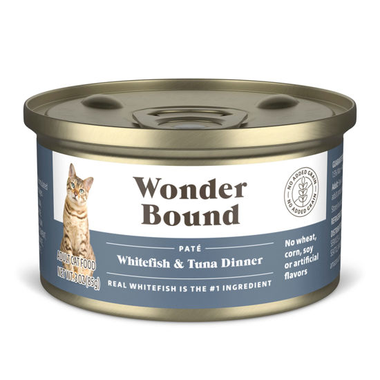 Picture of Amazon Brand - Wonder Bound Wet Cat Food, Pate, No Added Grain, (Whitefish & Tuna), 3 ounce (Pack of 24)