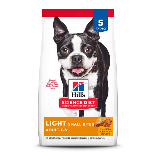 Picture of Hill's Science Diet Light , Adult 1-6, Weight Management Support, Small Kibble, Dry Dog Food, Chicken & Barley, 5 lb Bag