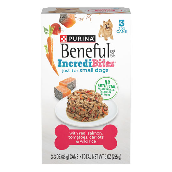 Picture of Purina Beneful Small Breed Wet Dog Food With Gravy, IncrediBites with Real Salmon - (8 Packs of 3) 3 oz. Cans