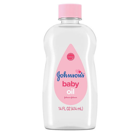 Picture of Johnson's Baby Oil, Pure Mineral Oil to help Prevent Moisture Loss for baby, Kids & Adults, Gentle & Soothing Baby Massage Oil for Dry Skin Relief, Original Scent, 14 fl. oz(Pack of 6)