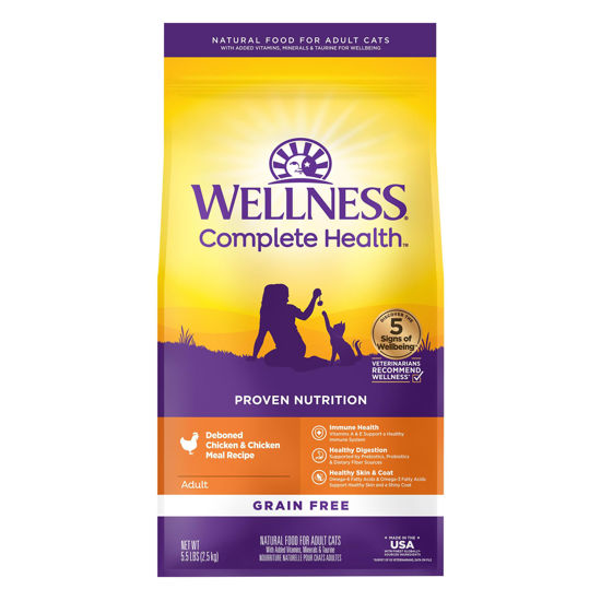 Picture of Wellness Natural Pet Food Complete Health Natural Grain Free Deboned Chicken & Chicken Meal Dry Cat Food, 5.5 Pound Bag