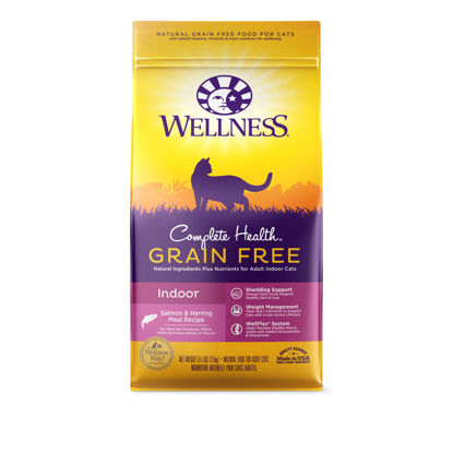 Picture of Wellness Natural Pet Food Complete Health Natural Grain Free Salmon & Herring Indoor Dry Cat Food, 5.5 Pound Bag