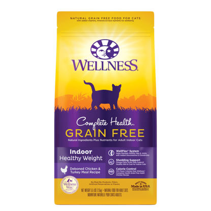 Picture of Wellness Natural Pet Food Complete Health Grain-Free Indoor Healthy Weight Chicken & turkey meal Recipe Dry Cat Food, 5.5 Pound Bag